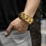 ROWIN&CO Jewelry Huge 32mm Mens Chunky Bracelet Heavy Sturdy 18K Yellow Gold PVD Plating Stainless Steel Cuban Chain with Box Clasp, 9.5 Inch/10.5 oz