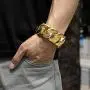 ROWIN&CO Jewelry Huge 32mm Mens Chunky Bracelet Heavy Sturdy 18K Yellow Gold PVD Plating Stainless Steel Cuban Chain with Box Clasp, 9.5 Inch/10.5 oz