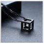 Xusamss Fashion Titanium Steel Hollow Cubic Pendant Necklace,22'' Link Chain