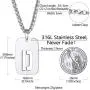 Richsteel Initial Letter Dog Tag Necklace for Men Women Stainless Steel/18K Gold/Black Plated Military Tag Pendant with Spiga Chain Monogram Jewelry(with Gift Box)