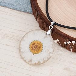 JGFinds Dried Flower Necklace 3 Pack, Resin and Cowhide - Actual Flower