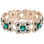 EVER FAITH Austrian Crystal Art Deco Butterfly Bridal Elastic Stretch Bracelet Gold-Tone