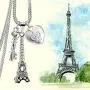 Pairs Eiffel Tower Necklace for Women Men Heart Key Pendant Silver Black/Platinum Plated Jewelry Long Chain Pairs Eiffel Tower Necklace for Women Men Heart Key Pendant Silver Black/Platinum Plated Jewelry Long Chain