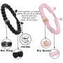 EnjoIt Couple Distance Bracelet Diffuser Beads Crown Queen Bracelets Matte Agate & White Howlite Lava Stone