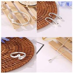 8PCS Sterling Silver and Gold Jewelry Set for Women Teardrop Pendant Necklace Earring Bracelet and Ring Jewelry Gifts