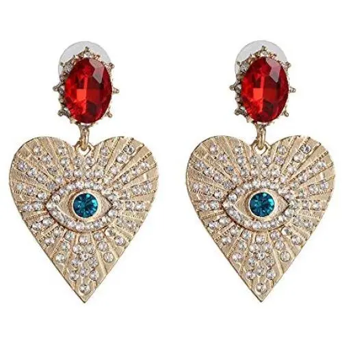 Statement Evil Eye Heart Crystal Drop Earrings Colorful Rhinestone Eyelash Cubic Zirconia Eyeball Dangle for Women Girls Elegant Jewelry Statement Evil Eye Heart Crystal Drop Earrings Colorful Rhinestone Eyelash Cubic Zirconia Eyeball Dangle for Women Girls Elegant Jewelry