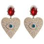 Statement Evil Eye Heart Crystal Drop Earrings Colorful Rhinestone Eyelash Cubic Zirconia Eyeball Dangle for Women Girls Elegant Jewelry
