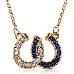 Lucky Double Horseshoes Silver Tone Necklace Fashion Jewelry for Women, Teens, Horse Gifts, Lucky Gifts, Good Luck Charms Gifts