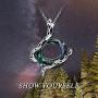 Snake Necklace Sterling Silver Animal Pendant with Color Change Circle Crystal, Jewelry Collection for Women Girls