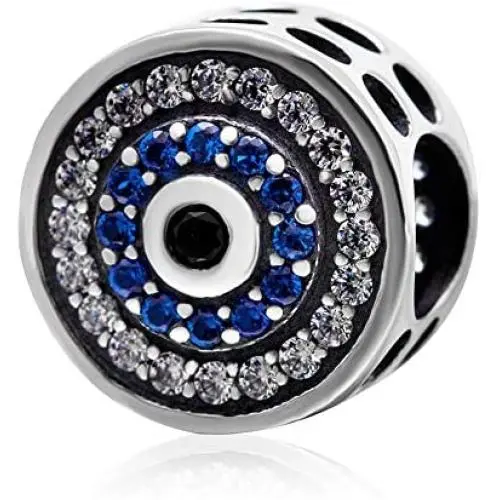 Blue Crystal Evil Eye Charm 925 Sterling Silver Lucky Beads Angel Birthstone Symbol Charm for Pandora Charms Bracelet (A) Blue Crystal Evil Eye Charm 925 Sterling Silver Lucky Beads Angel Birthstone Symbol Charm for Pandora Charms Bracelet (A)
