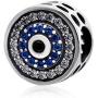 Blue Crystal Evil Eye Charm 925 Sterling Silver Lucky Beads Angel Birthstone Symbol Charm for Pandora Charms Bracelet (A)