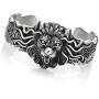 ROWIN&CO Heavy Mens Stainless Steel Biker Skull/Lion Cuff Open Bangle Bracelet Personalized Gifts for Father Son Teen, Silver Black