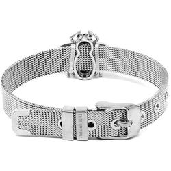 Me Plus Women Fashion Stainless Steel Silver Gold Clear Rhinestones Charm Mesh Belt Buckle Bracelet Bangle