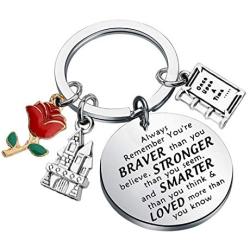 AKTAP Beauty and The Beast Inspired Keychain Princess Jewelry Motivational Gift Always Remember You’re Braver Than You Believed