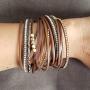 TASBERN Leopard Print Leather Wrap Bracelet in Multilayer Strands Leahter Cuff Bracelets for Women Mother Wife