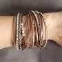 TASBERN Leopard Print Leather Wrap Bracelet in Multilayer Strands Leahter Cuff Bracelets for Women Mother Wife