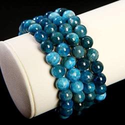 Natural Semi-Precious Gemstone Beaded Stretch Bracelet 8mm Round Beads Chakra Crystal Healing Jewelry for Women Men 7''