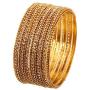 Touchstone ''Golden Bangle Collection Traditionally Created Yellow Citrine Rhinestone Filigree Indian Bollywood Designer Jewelry Metal Bangle Bracelets for Women in Antique Gold Tone. Set of 13.