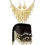 3 Sets Womens Belly Dance Accessories, Gold Coins Belly Dance Hip Skirt Scarf Wrap Belt, Gold Coins Necklace and Earrings 3 Sets Womens Belly Dance Accessories, Gold Coins Belly Dance Hip Skirt Scarf Wrap Belt, Gold Coins Necklace and Earrings