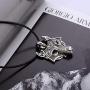 HAQUIL Wolf Necklace - Viking Celtic Wolf Head Pendant - Leather Cord - Wolf Jewelry Gifts