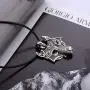 HAQUIL Wolf Necklace - Viking Celtic Wolf Head Pendant - Leather Cord - Wolf Jewelry Gifts