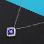 Sapphire Necklace Square Pendant Necklace September Birthstone Choker Necklace Charms for Women Mothers Teens Girls Wedding Birthday Party Jewelry Fashion Gifts