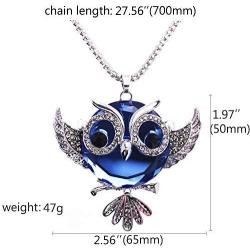 Blue Owl Pendant Necklace - Perfect Jewelry Gift
