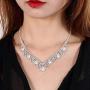 Campsis Bridal Pearl Necklace Rhinestone Teardrop Wedding Bride Statement Necklace Set Jewelry for Women and Girls