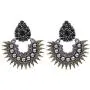 Efulgenz Boho Vintage Antique Ethnic Gypsy Tribal Indian Oxidized Silver Pearl Drop Floral Chandbali Dangle Earrings Jewelry