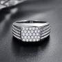 BONLAVIE 10MM Sterling Silver Mens Engagement Ring Twist Rope Round Cubic Zirconia Pave CZ Wedding Ring for Men