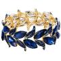 BriLove Womens Wedding Bridal Crystal Marquise-Shape Leaf Stretch Bangle Bracelet