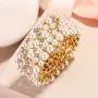 EVER FAITH Womens Crystal Simulated Pearl Stunning Bridal Wedding Hollow Elastic Stretch Bracelet