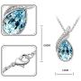 Crystalline Azuria Teardrops Crystals from Swarovski Blue Simulated Aquamarine Set Pendant Necklace 18'' Earrings 18 ct White Gold Plated
