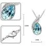 Crystalline Azuria Teardrops Crystals from Swarovski Blue Simulated Aquamarine Set Pendant Necklace 18'' Earrings 18 ct White Gold Plated
