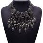 MJartoria Women Statement Skull Necklace-Carnival Festival Halloween Vintage Bohemian Ethnic Gypsy Rhinestone Bib Chunky Tassel Collar Festival Statement Necklace