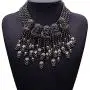 MJartoria Women Statement Skull Necklace-Carnival Festival Halloween Vintage Bohemian Ethnic Gypsy Rhinestone Bib Chunky Tassel Collar Festival Statement Necklace