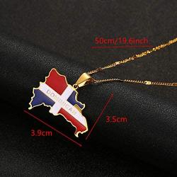Stainless Steel Enamel The Dominican Republic Map Pendant Necklace for Women Map of Dominican Chain Jewelry