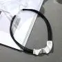 Vintage Black Leather Chokers chunky Necklace for women with Silver large pendant Jewelry Vintage Black Leather Chokers chunky Necklace for women with Silver large pendant Jewelry