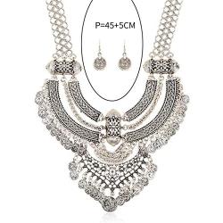 Coin Bib Metal Alloy Collors Statement Necklace For Women Big Bohemian Vintage Chunky Tassel Necklaces Punk Ethnic Style Jewelry