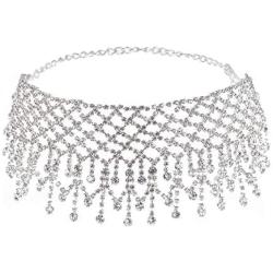 TOKO Rhinestone Choker Necklace for Women, Sexy Dainty CZ Diamond Gem Choker Neck Chokers for Women Girls