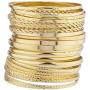 Lux Accessories Gold Tone Multi Textured and Smooth Aztec Bangle Set