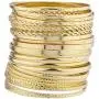 Lux Accessories Gold Tone Multi Textured and Smooth Aztec Bangle Set Lux Accessories Gold Tone Multi Textured and Smooth Aztec Bangle Set