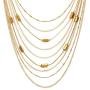 COOLSTEELANDBEYOND Statement Choker Collar Necklace Waterfall Multi-Strand Chain with Rectangle Crystal Bead Charm
