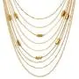 COOLSTEELANDBEYOND Statement Choker Collar Necklace Waterfall Multi-Strand Chain with Rectangle Crystal Bead Charm COOLSTEELANDBEYOND Statement Choker Collar Necklace Waterfall Multi-Strand Chain with Rectangle Crystal Bead Charm