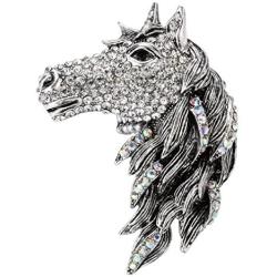 Szxc Jewelry Womens Crystal Big Horse Brooch Pendant Necklace