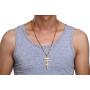 XUANPAI Mens Stainless Steel Cross Pendant Necklace Russian Orthodox Cross Religious Jewelry,Curb Chain 24''