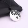 Yin Yang Taoist Symbol of Balance Pendant Necklace Adjustable Rope Necklace for Men and Women