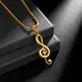 Hipunk Music Note Necklace Mens Skull Head 316L Stainless Steel Punk Musicial Pendant 18k Gold/Black Gun Plated Musician Jewelry