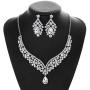 Hapibuy Crystal Bridal Wedding Necklace and Earrings Jewelry Set For Women and Brides