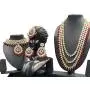 CROWN JEWEL Indian Bridal Wedding Kundan Choker 5 Pcs Pearl Jewelry Necklace Earrings Set for Women CROWN JEWEL Indian Bridal Wedding Kundan Choker 5 Pcs Pearl Jewelry Necklace Earrings Set for Women